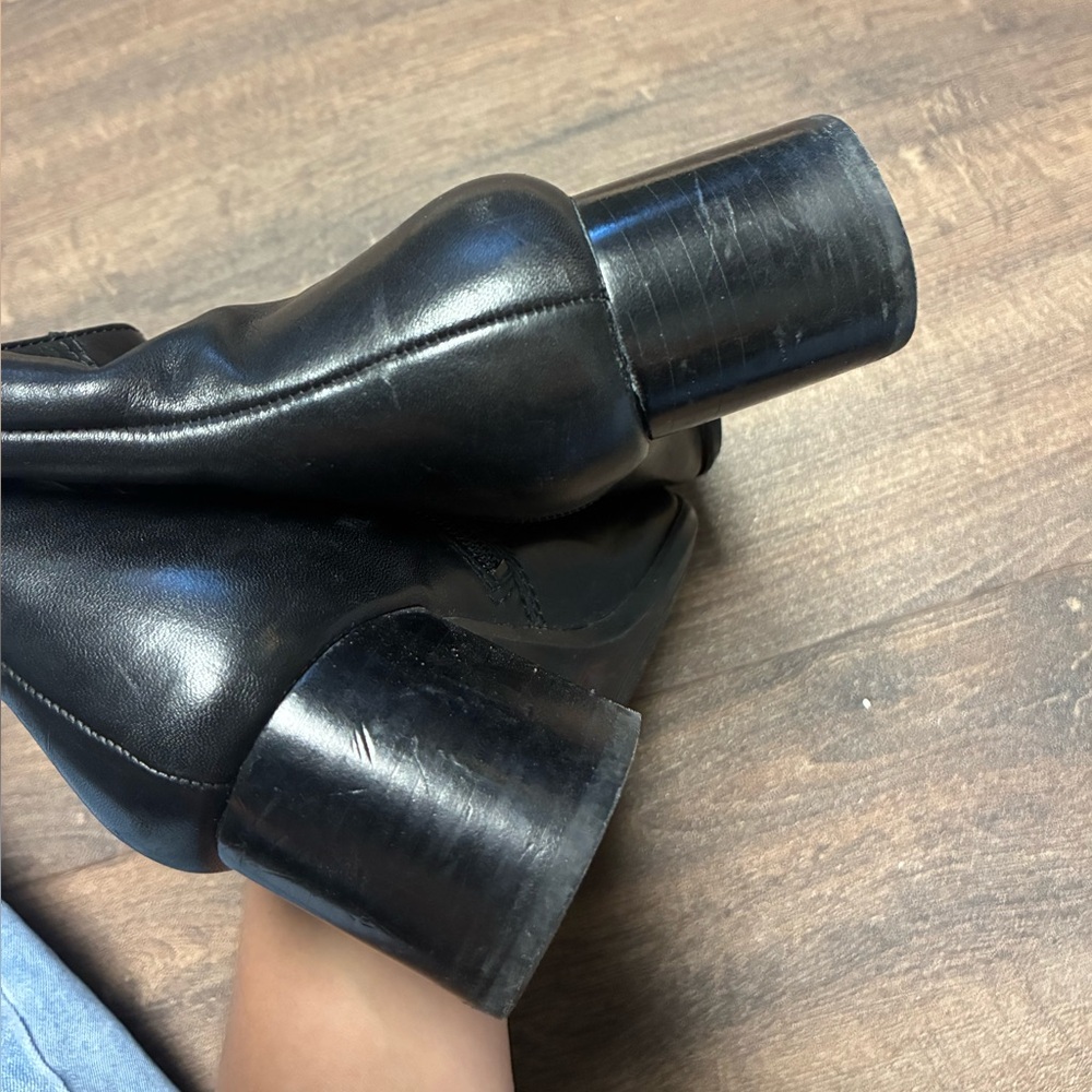 Nine West Black Leather Ankle Boots - Picture 4 of 6